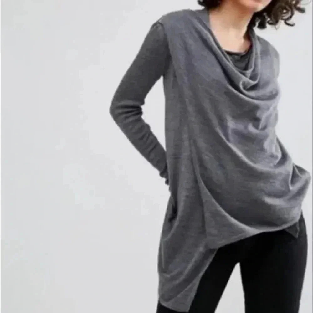 Allsaints Cardigan Zip Drina Dress Tunic Sweater Wool Size 4 Small Wool